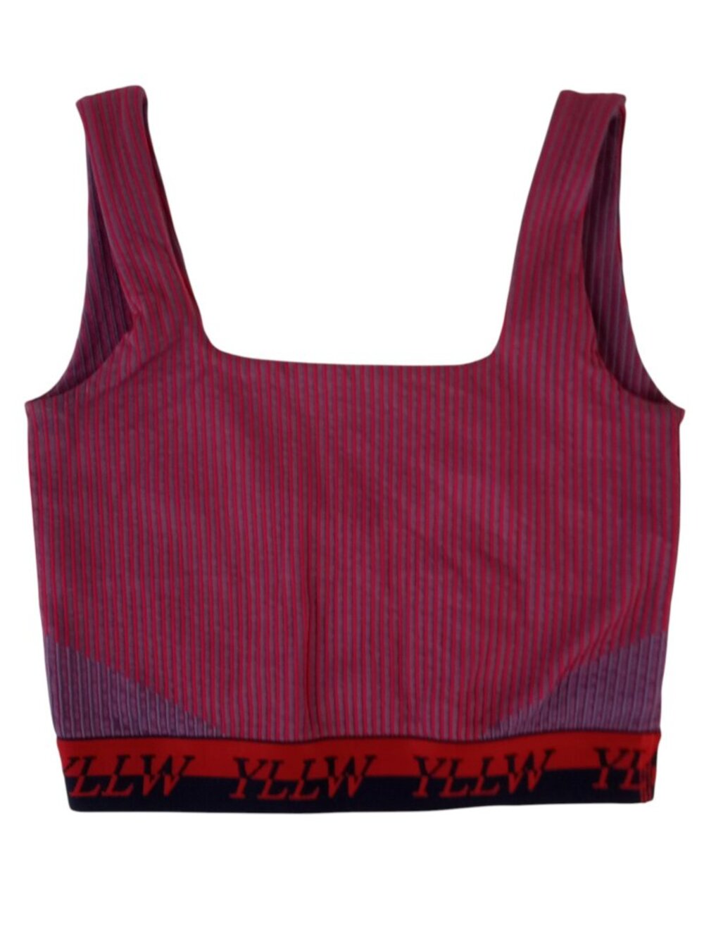 Yellow The Label JUNI Ribbed Cropped Tank Womens M Rouge Red Striped